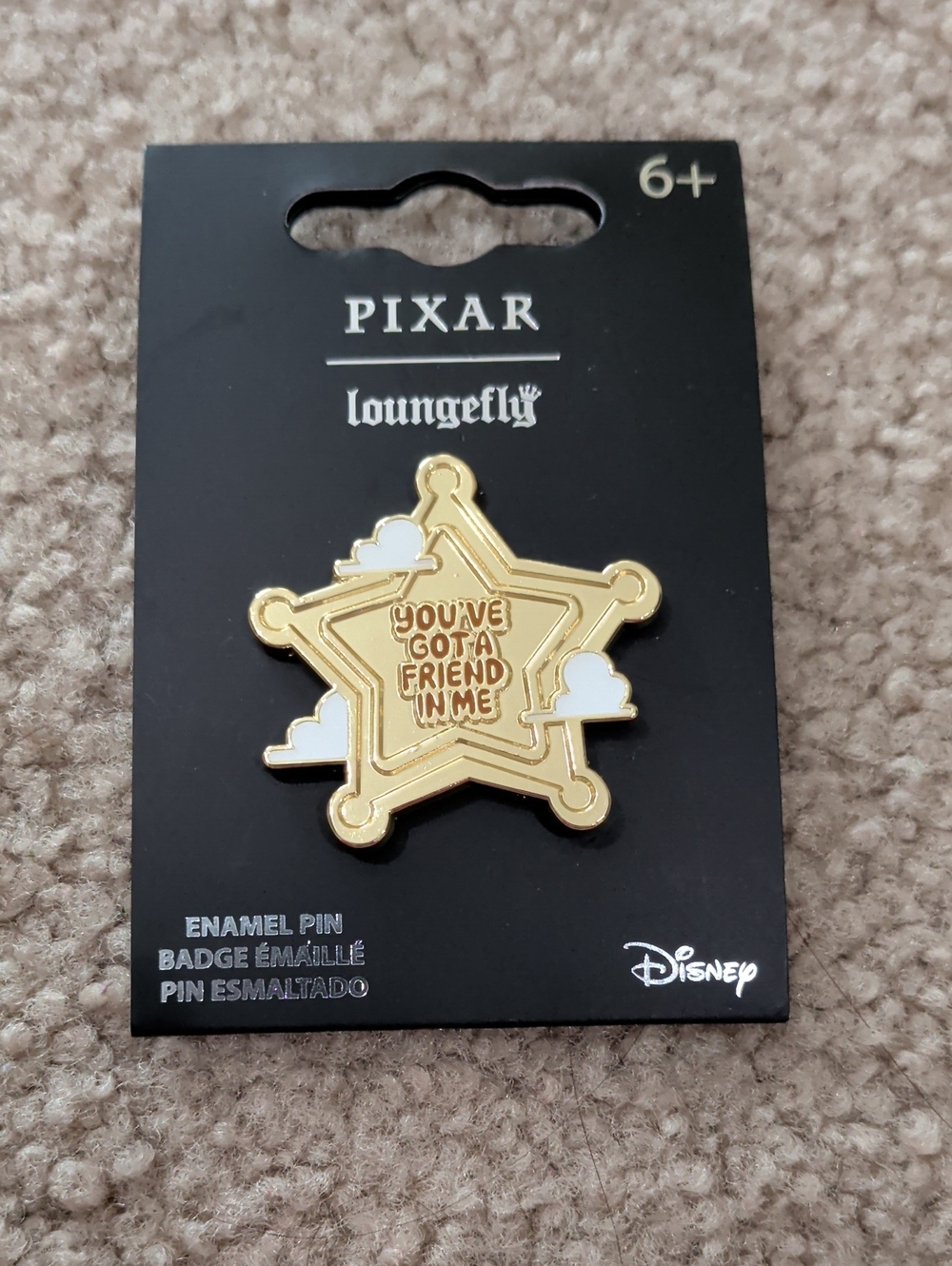 Loungefly Pixar Gold & White 'You've Got a Friend in Me' Sheriff Star Enamel Pin